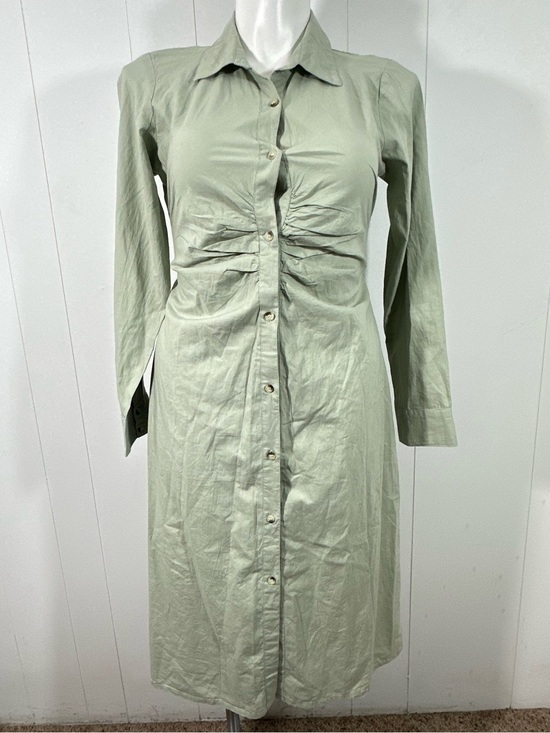 Sim & Sam Dresses & Skirts - NEW Sim & Sam XL Dress 100% Cotton Midi Sage Green Long Sleeve Button Front
